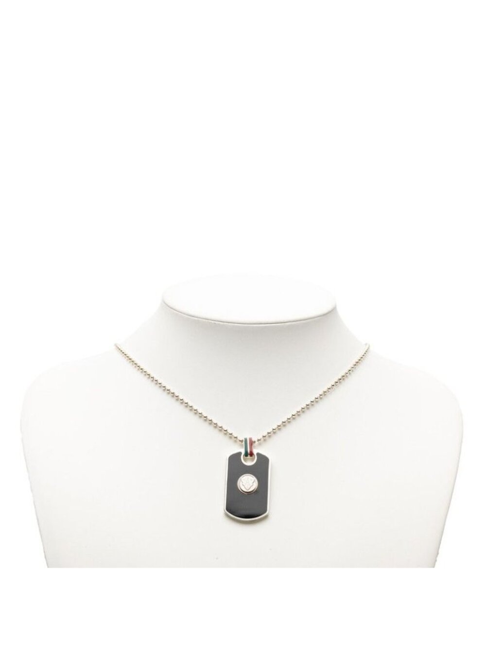 Gucci Cles Sherry Line Necklace Dog Tag Ball Chain Silver Multicolor - Picture 4 of 4